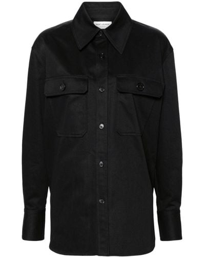 Saint Laurent Saharienne Twill Cotton Shirt - Black