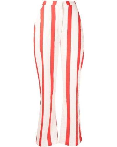 Bambah Striped Linen Trousers - Red
