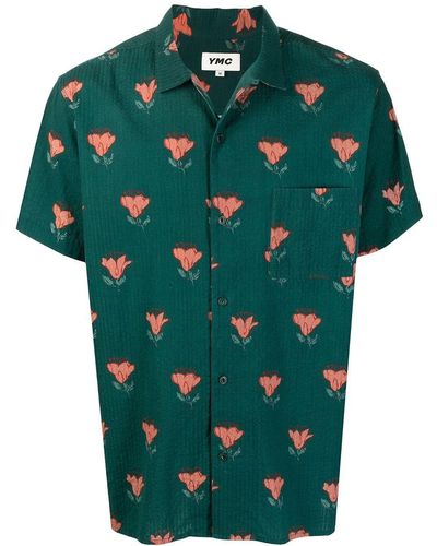YMC Overhemd Met Bloemenprint - Groen