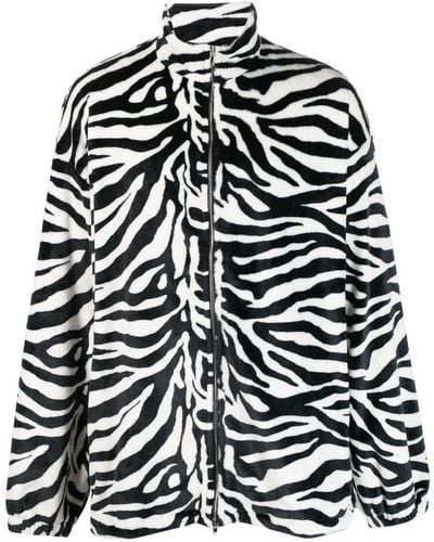 Vetements Zebra-pattern Zip-fastening Coat - Black