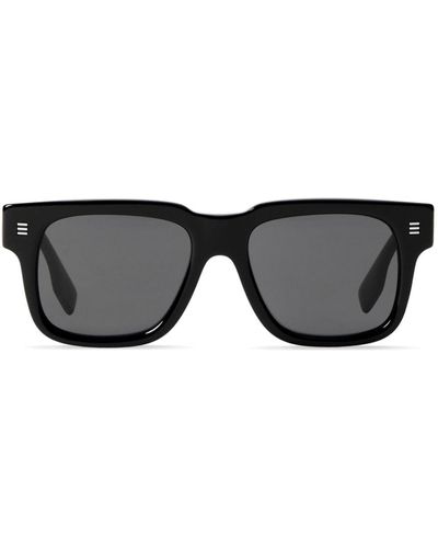 Burberry Eckige Sonnenbrille mit Logo-Gravur - Schwarz