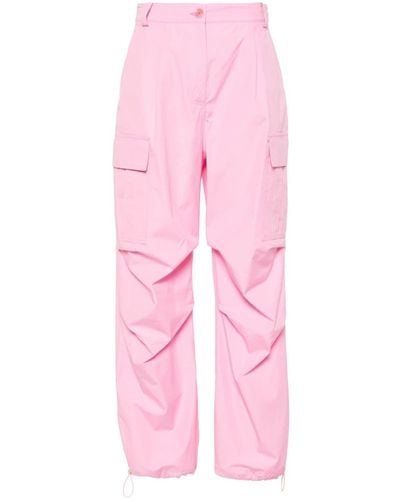 Patrizia Pepe Embroidered-logo Mid-waist Cargo Trousers - Pink
