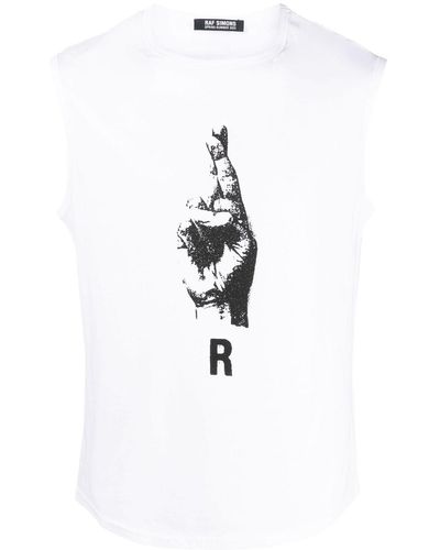 Raf Simons Graphic-print Sleeveless Vest - White