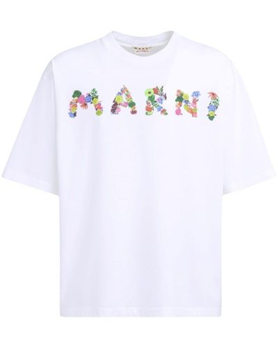 Marni T-Shirt mit Logo-Print - Weiß