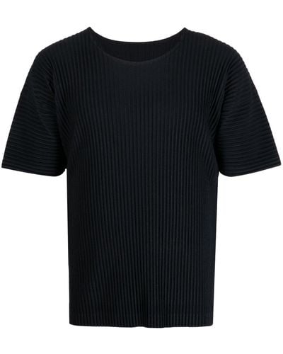 Issey Miyake Geplooid T-shirt - Zwart