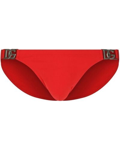 Dolce & Gabbana Bikinihöschen mit Logo-Schild - Rot
