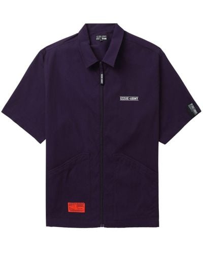 Izzue Short-sleeve Zipped Shirt - Blue