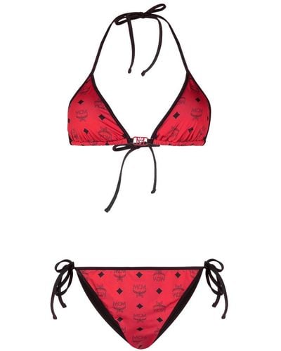 MCM Bikini à motif monogrammé - Rouge