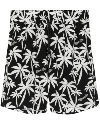 Mauna Kea Palm Tree-print Drawstring Track Shorts - Black