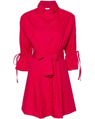 Liu Jo Cotton Shirt Dress With Belt - Red