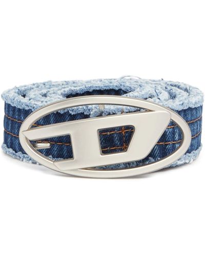DIESEL 1dr Logo-buckle Denim Belt - Blue