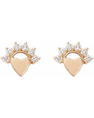 Nouvel Heritage 18kt Yellow Gold Small Mystic Love Diamond Stud Earrings - Metallic