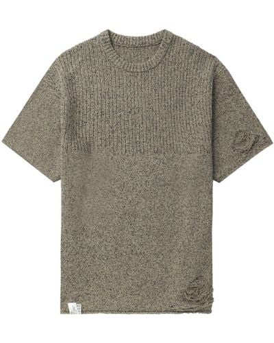 Adererror Distressed-effect Mélange T-shirt - Grey
