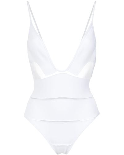 Amir Slama Deep V-neck swimsuit - Bianco