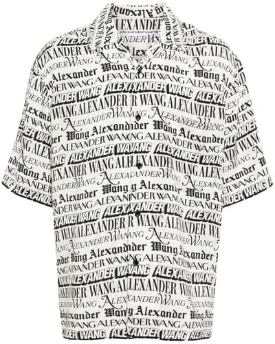 Alexander Wang Newspaper-print Camp-collar Shirt - Gray