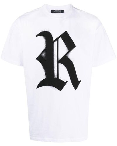 Raf Simons T-shirt en coton à logo imprimé - Blanc