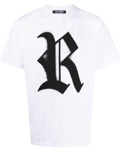 Raf Simons Camiseta con logo estampado - Blanco