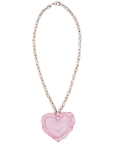 Nina Ricci Cushion Heart Pendant Necklace - Pink