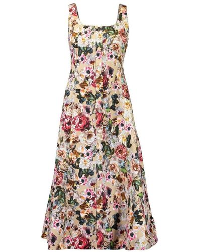 Adam Lippes Amelia Kleid mit Blumen-Print - Weiß