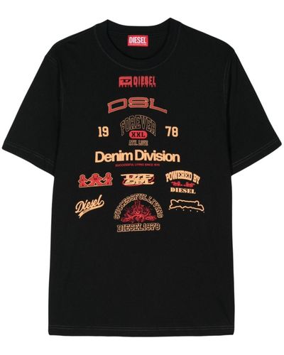 DIESEL T-shirt T-Just-N14 à logo imprimé - Noir