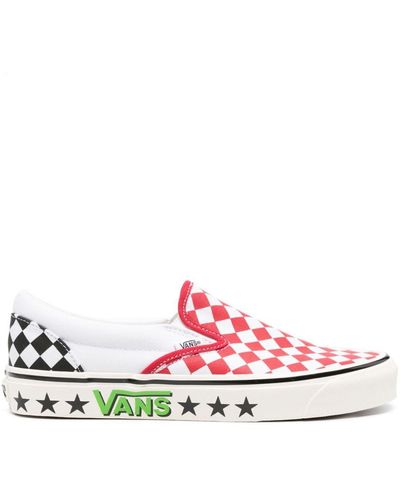 pink check slip on vans
