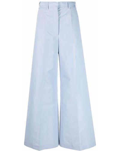 Stella McCartney Pantalon ample à taille haute - Bleu