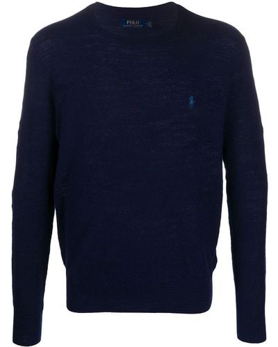 Polo Ralph Lauren Embroidered Logo Knitted Sweater - Blue
