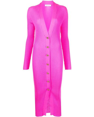 Madison Maison Ribbed-knit Cardigan Dress - Pink