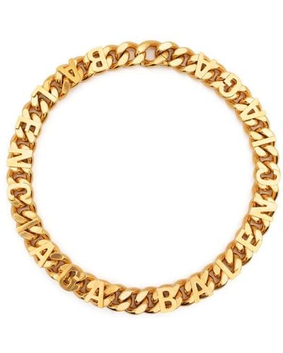 Balenciaga Logo-lettering Choker Necklace - Metallic