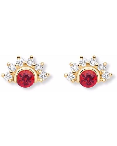 Nouvel Heritage 18kt Yellow Gold Mystic Red Spinel And Diamond Stud Earrings - White