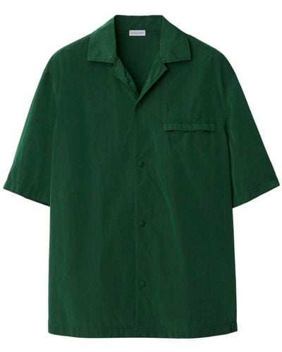 Burberry Overhemd Met Korte Mouwen En Gekerfde Kraag - Groen
