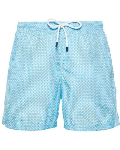 Fedeli Madeira Turtle-print Swim Shorts - Blue