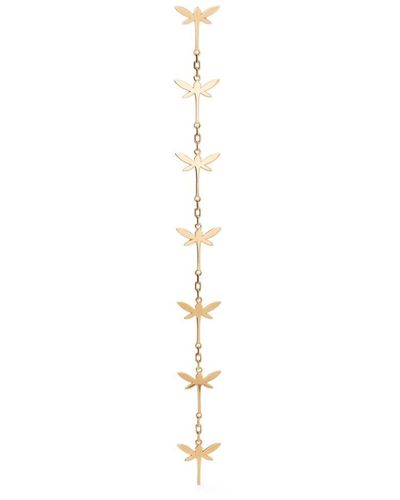Anapsara 18kt Yellow Gold Mini Dragonfly Chain Drop Earring - White