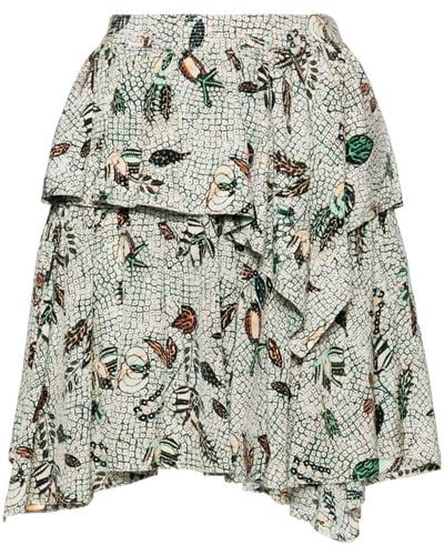 Ulla Johnson Keira Mix-print Silk Miniskirt - Grey