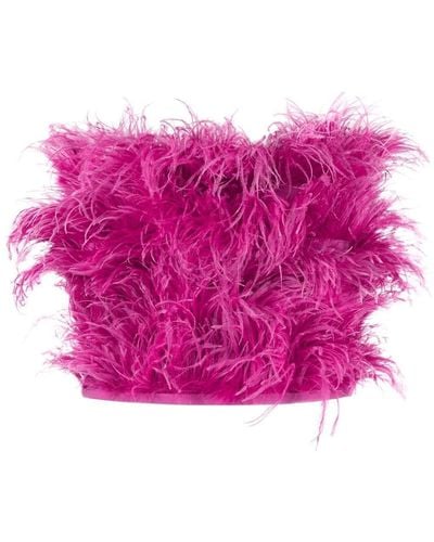 Patrizia Pepe Feather Cropped Top - Pink