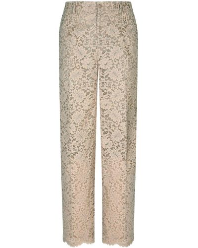 Dolce & Gabbana Cordonetto-lace Tapered Trousers - Natural