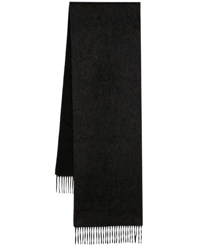 N.Peal Cashmere Fringed Cashmere Scarf - Black