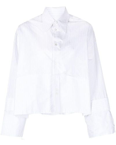 MM6 by Maison Martin Margiela Pinstriped Panelled Cotton Shirt - White