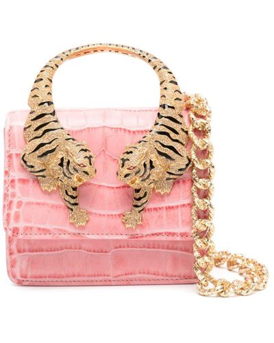 Roberto Cavalli Roar レザーバッグ S - ピンク