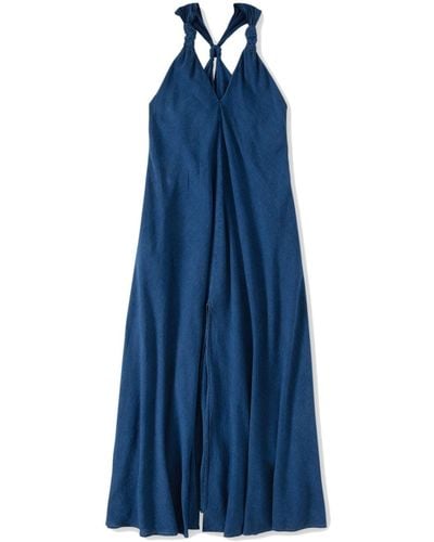 Closed Knot-detail V-neck Maxi Dress - Blue