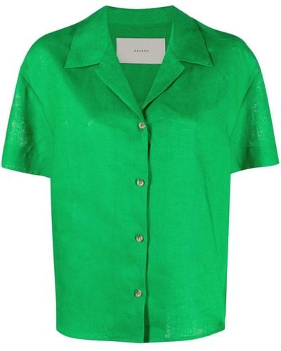 Asceno Short-sleeve Linen Shirt - Green