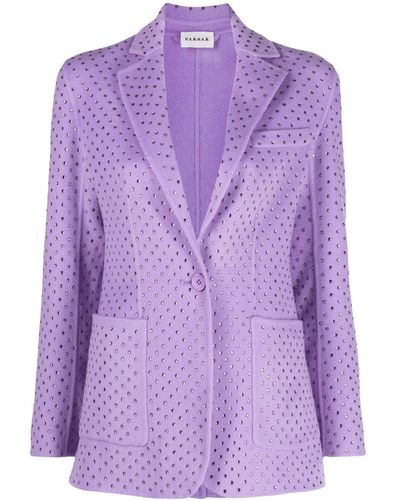 P.A.R.O.S.H. Rhinestone-embellished Wool Blazer - Purple