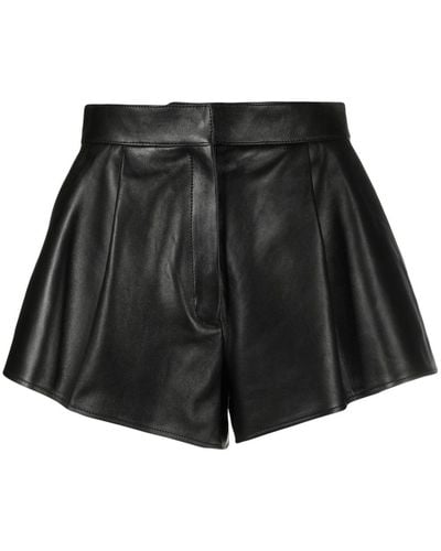 Alexander McQueen High-waisted Leather Shorts - Black