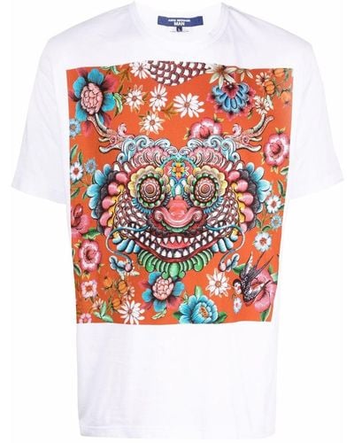 Junya Watanabe T-shirt Met Grafische Print - Rood