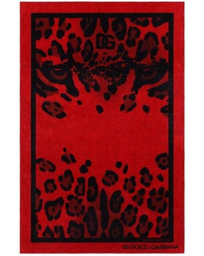 Dolce & Gabbana Telo da mare leopardato - Rosso