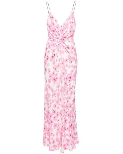 MSGM Langes Kleid mit Knoten - Pink