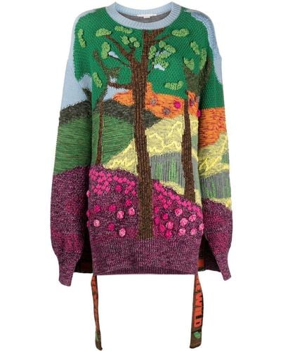 Stella McCartney Tree Of Life Jacquard Sweater - Green