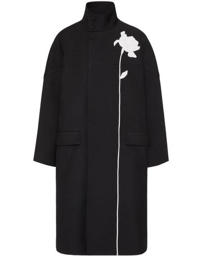 Valentino Garavani Flower-appliqué High-neck Jacket - Black