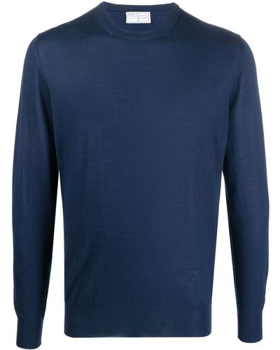 Fedeli Round-neck Sweater - Blue
