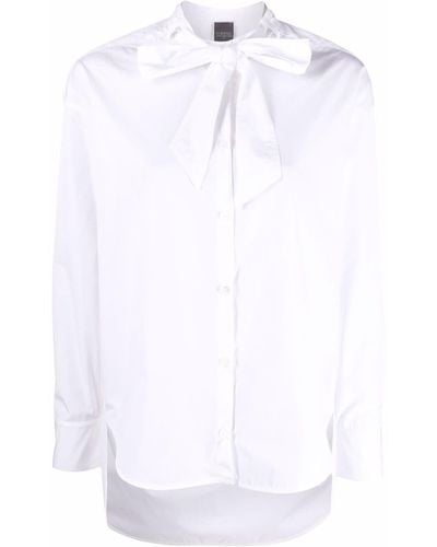 Lorena Antoniazzi Pussbow-collar Cotton Shirt - White